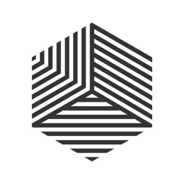 Hexagon logo geometric stripe vector cube tile Illustrazione stock