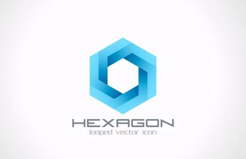 Hexagon looped vector logo design template. business, technology and science Stock Illustration