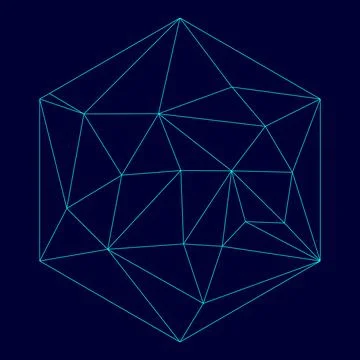 Hexagon low poly triangulation triangulated polygonal electric cyan blue vi.. Stock Illustration