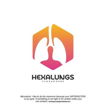 Hexagon Lungs logo designs vector, Lungs With Hexagon designs template logo Stock Illustration