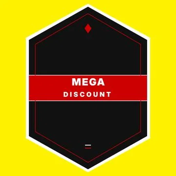 Hexagon Mega Discount Badge Modern Geometric Huge Savings Vector Stock Illustration