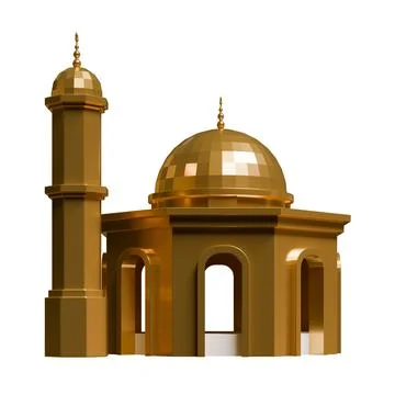 Hexagon Mosque 3D Render Design Element Side View Stock Illustration