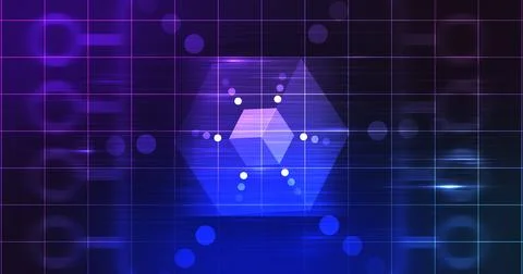 Hexagon moving technological grid background. Cyberspace agentic generative.. Stockillustratie