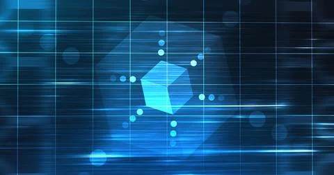 Hexagon moving technological grid background. Cyberspace agentic generative.. Stock Illustration