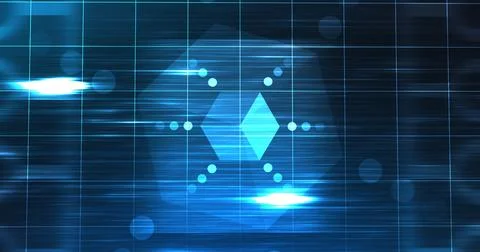 Hexagon moving technological grid background. Cyberspace agentic generative.. Stock Illustration