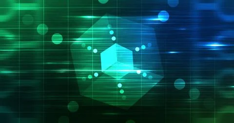 Hexagon moving technological grid background. Cyberspace agentic generative.. Stock Illustration