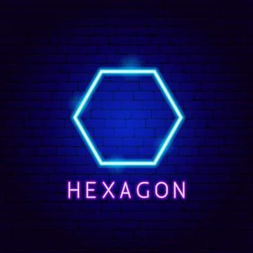Hexagon Neon Label Stock Illustration