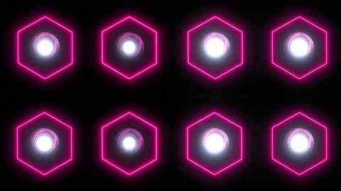 Hexagon Neon led light 4K LOOP Stock Footage 158447323