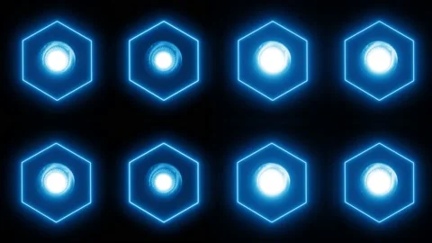 Hexagon Neon led light 4K LOOP Stock Footage 158447328