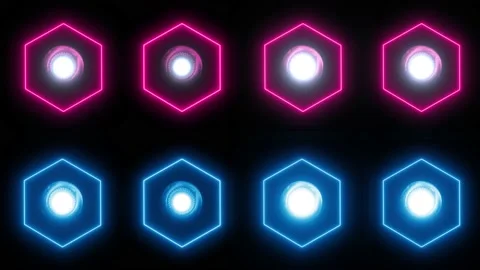 Hexagon Neon led light 4K LOOP Stock Footage 158447342
