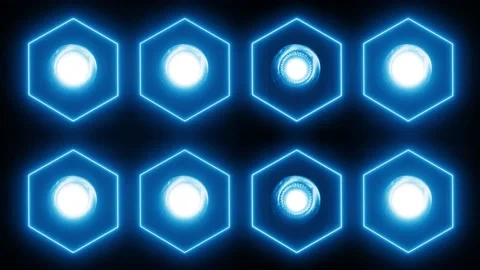 Hexagon Neon led light 4K LOOP Stock Footage 158491665