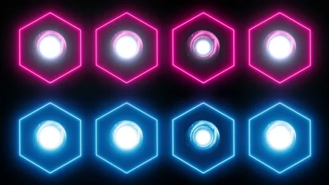 Hexagon Neon led light 4K LOOP Stock Footage 158491706