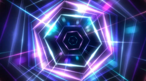 Hexagon Neon Light VJ Stock Footage 54896826