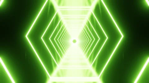 Hexagon neon pale green reflected tunnel VJ loop background0001-0300 库存影片 340066521