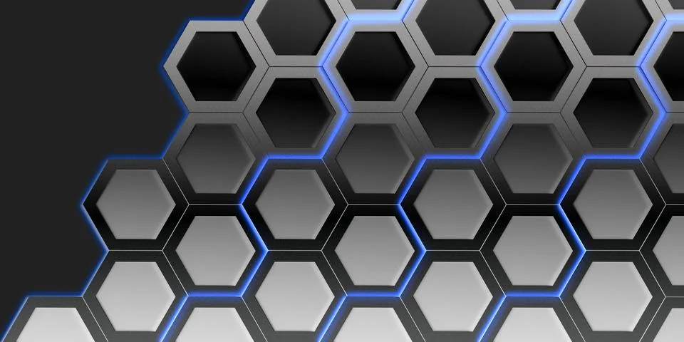 Hexagon nest Glow Light up Hexagon frame glitter bokeh effect geometric abstr Stock-Illustration