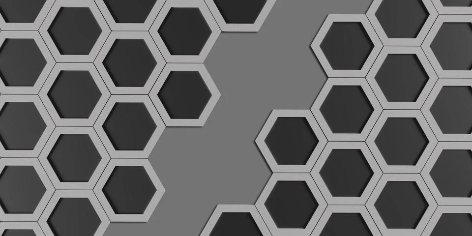 Hexagon nest Hexagonal frame Abstract geometry Hexagonal solid steel material Illustrazione stock