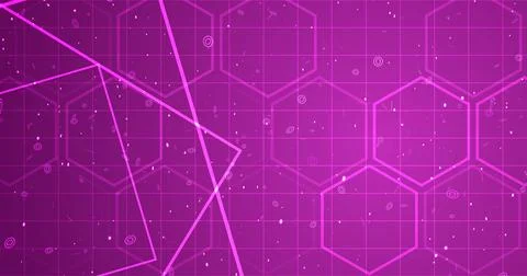 Hexagon network with square geometry shapes moving. Innovation science tech.. Stock Illustration