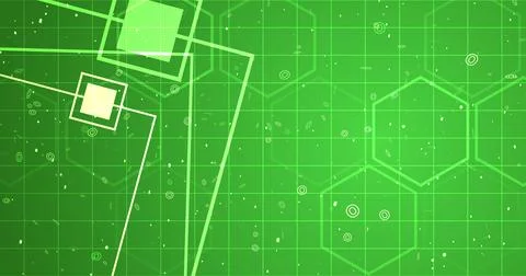 Hexagon network with square geometry shapes moving. Innovation science tech.. Stock Illustration