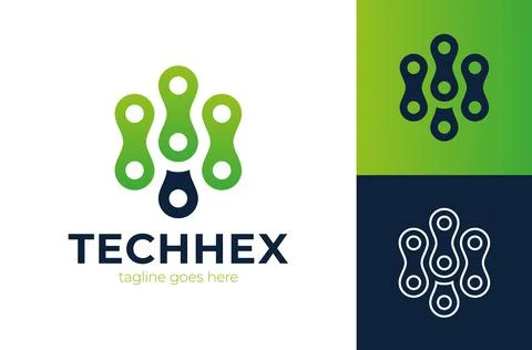 Hexagon Nodes Abstract Logo. Technology Hexagonal Logo, Modern, Minimalist, F Stockillustratie