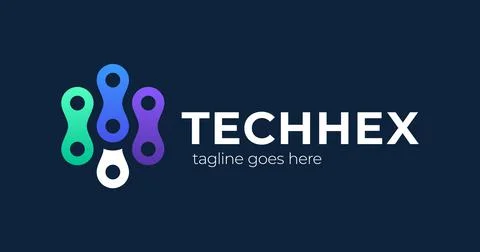 Hexagon Nodes Abstract Logo. Technology Hexagonal Logo, Modern, Minimalist, F Illustrazione stock