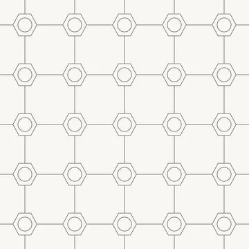 Hexagon nodes connected in grid seamless pattern in minimal line design Stockillustratie