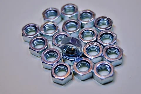 Hexagon nuts Stock Photos