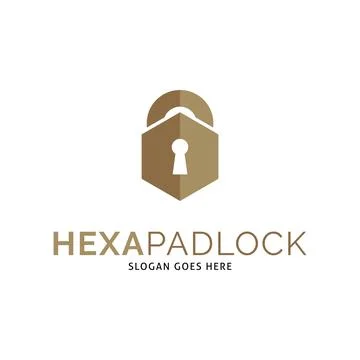 Hexagon Padlock Icon Vector Logo Template Illustration Design Stock Illustration