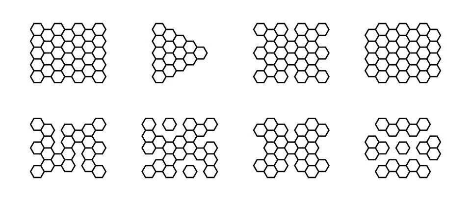 Hexagon pattern. Abstract geometric composition of hexagons. Honeycomb line icon Stockillustratie