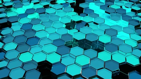 Hexagon pattern, Abstract Honeycomb, moving hexagonal grid, Random waving, Stock Footage 212977302
