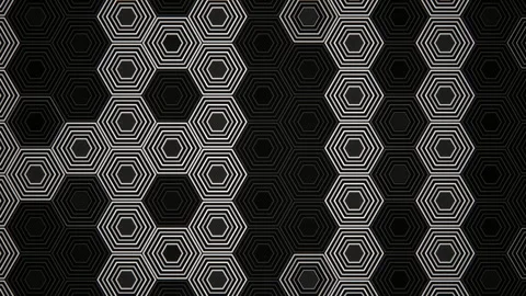 Hexagon pattern in black and white with layered designs on background Stock Footage 331688471