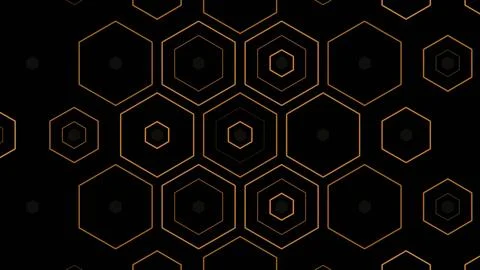 Hexagon pattern on a black background with golden outlines Stock Illustration