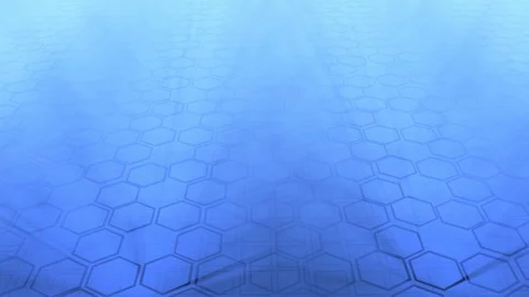 Hexagon Pattern Blue Background Moving Through Fog Stock Footage