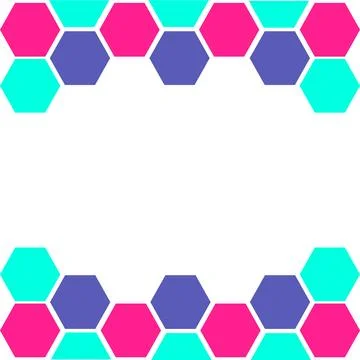 Hexagon Pattern Border Design. Header Footer Frame Transparent Template Stock Illustration