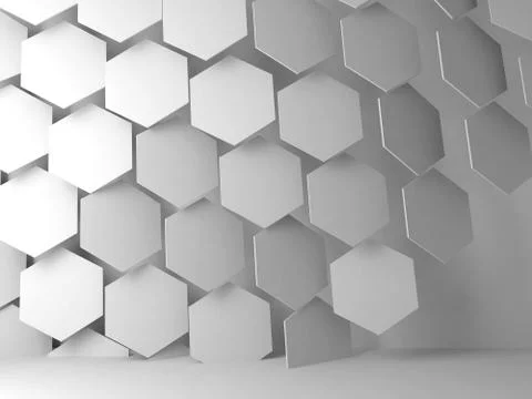 Hexagon pattern installation, 3d render Stock Illustration