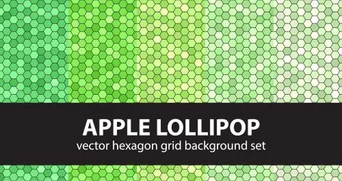 Hexagon pattern set "Apple Lollipop". Vector seamless geometric backgrounds Illustrazione stock