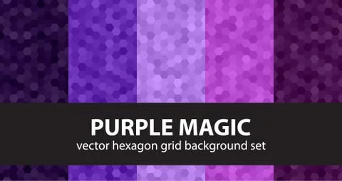 Hexagon pattern set "Purple Magic". Vector seamless backgrounds Illustrazione stock