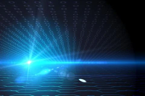 Hexagon pattern on technical background with binary code Stock Illustration