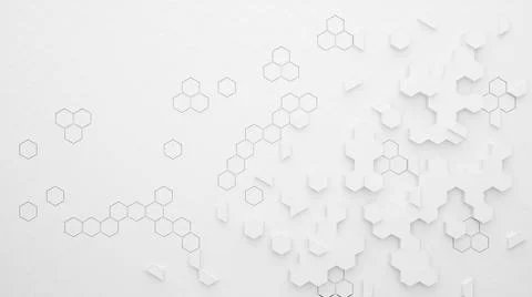 Hexagon pattern on white background.,Hexagonal molecule structure on white イラスト素材