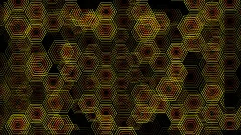 Hexagon pattern with yellow lines on black background Illustrazione stock