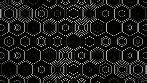 Hexagon patterns on a black background Stock Illustration