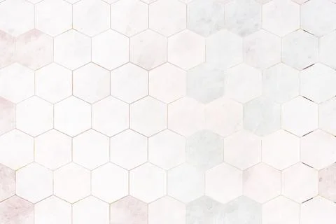 Hexagon pink marble tiles patterned background Stock Photos