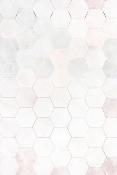 Hexagon pink marble tiles patterned background Stock Photos