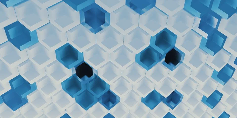 Hexagon pixel blocks technology abstract background modern scene concept 3D i 스톡 일러스트