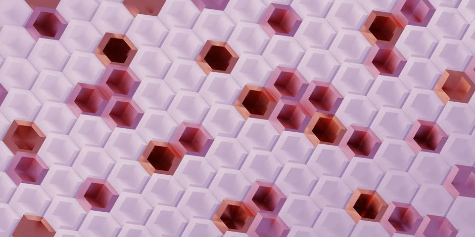 Hexagon pixel blocks technology abstract background modern scene concept 3D i Stock Illustration