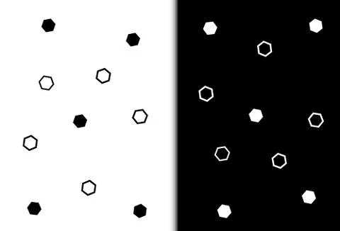 Hexagon, polygon geometry on black and white abstract background vector Stock Illustration