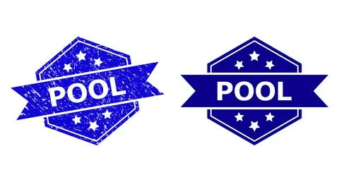 Hexagon POOL Seal with Rubber Surface and Clean Version Stock Illustration
