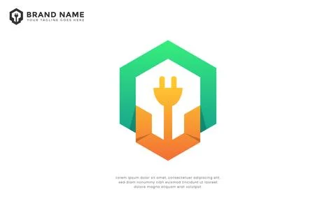 Hexagon Power Plug Logo Stock-Illustration
