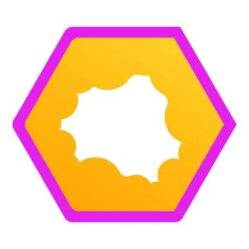 Hexagon presenting an empty thought bubble with jagged border Illustrazione stock