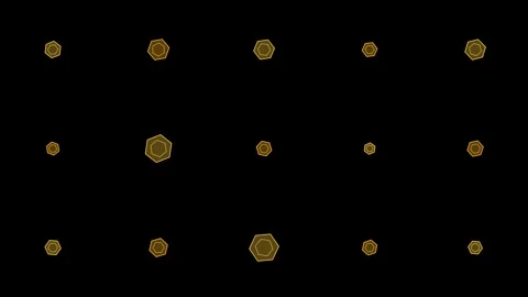 Hexagon prisms spinning on black background overlay 4K Vídeo Stock 336625027