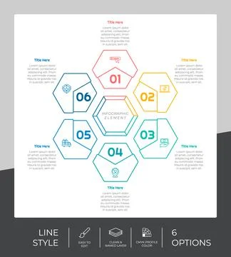 Hexagon process infographic vector design with 6 steps &amp;colorful style for pr 스톡 일러스트